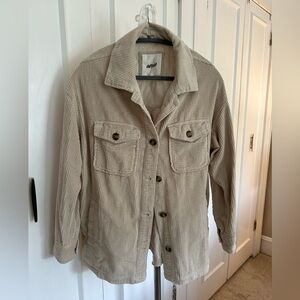 Corduroy Oversized Shacket - Aerie, Cream, Ivory, Tan, Small